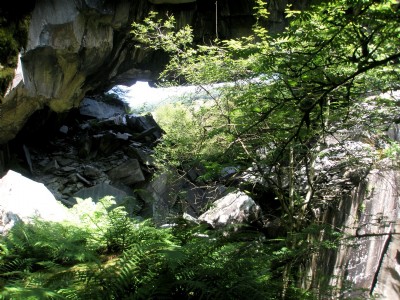 under the rock bridge