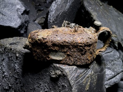 Rusted oil lamp