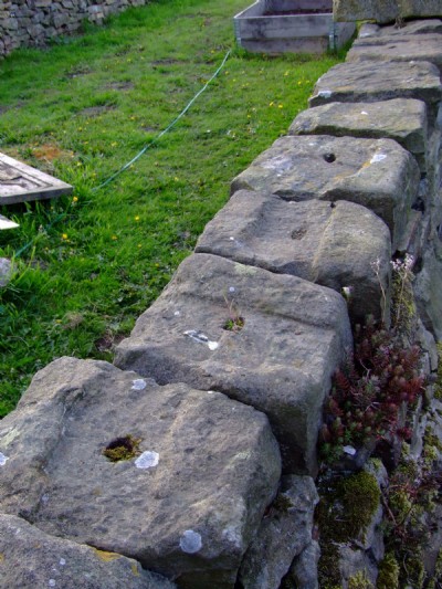 Stone sleeper blocks used as capping stones 07.05.08