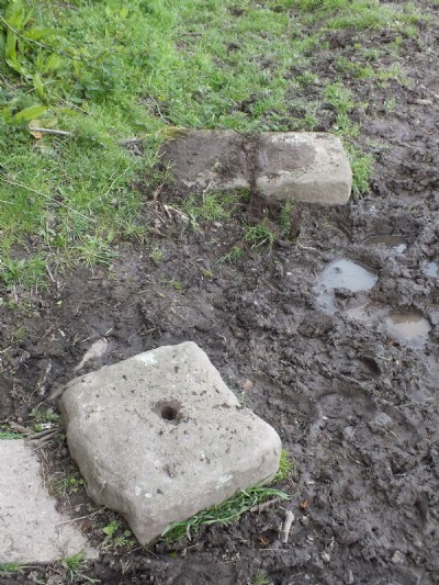 Single drill hole stone sleeper block on Mexborough Pits route nr Ashes Farm