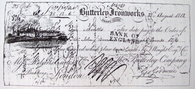 £28 12s 6d bill of Exchange drawn by G.Goodwin General Managaer at Butterley 22.08.1812