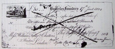 £30 Bill of exchange drawn by Benjamin Outram Jr 17.01.1801