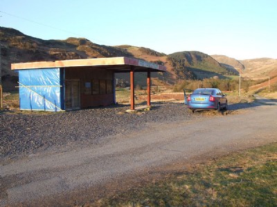 The old garage and petrol station, movie set, "Hinterland" 2015