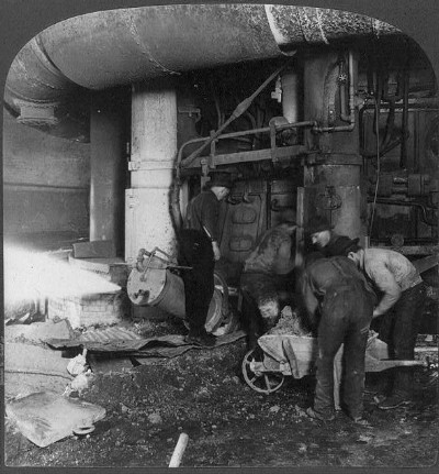 Closing a furnace at Homestead, after drawing molten iron 1907