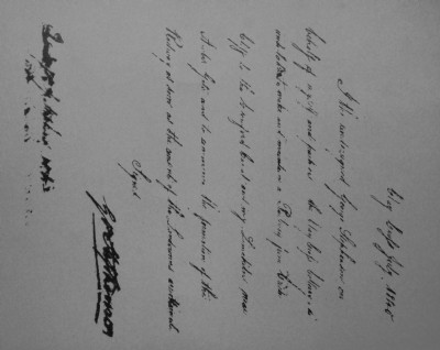 Letter signed by Geo stephenson agreeing to build line