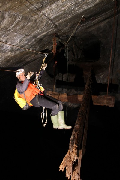 Crossing one of the collapsed bridges