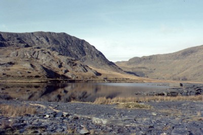 Looking across Llyn Cwmorthin from the Office at the MIne - 1970s.