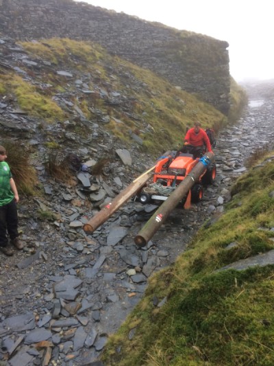 Nick arrives with the first pair of 4m poles