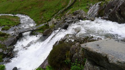Water flowing over slate