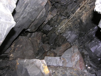 Inside the collapsed Cwmorthin floor 8 adit
