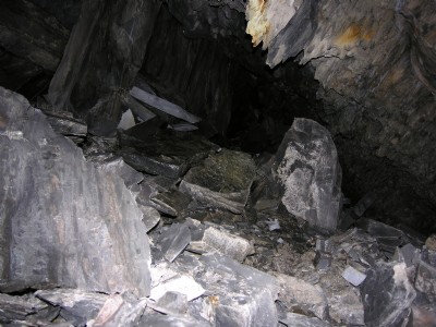 Inside the collapsed Cwmorthin floor 8 adit