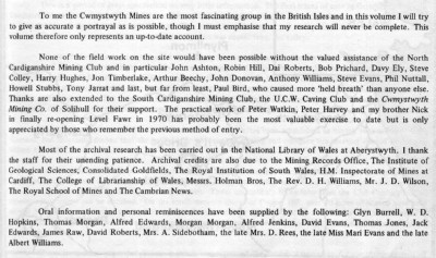 From "The Cwmystwyth Mines" by Simon Hughes - final edition.
