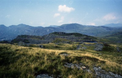 Distant view of Diffwys Summit
