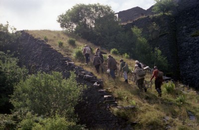 Carrying a ladder up "Pyramid B"