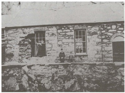 The chapel at Drws-y-coed before the boulder fell through the roof, 1892