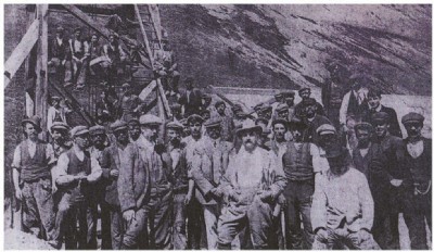Copper workers at the Drws-y-coed works, c.1900