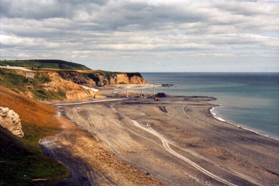Foreshore tipping by Easington Colliery 1980s.