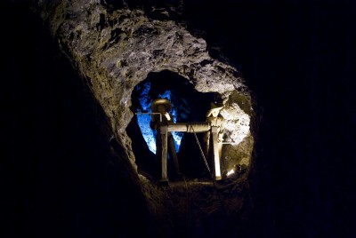 Model miners and a windlass