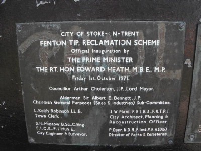 Fenton Tip Reclamation Scheme plaque