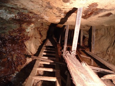laddering in  a rissing shaft from top adit level