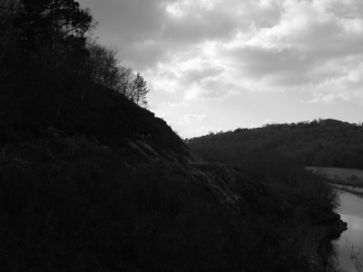 looking downriver past gawton spoil heaps