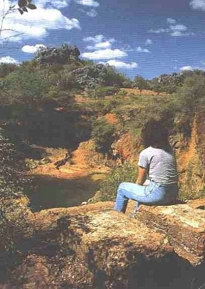 View over the flooded pit at the Girofla Mine 1983