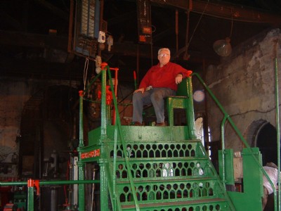 ADO at the controls of the winder
