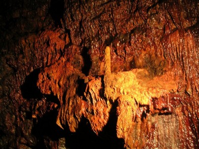 Ochre Stalagmite in the stope