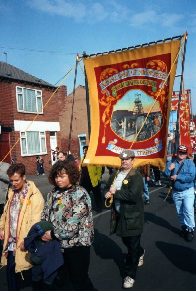 North Staffs District NUM banner Frickley march 13/3/93