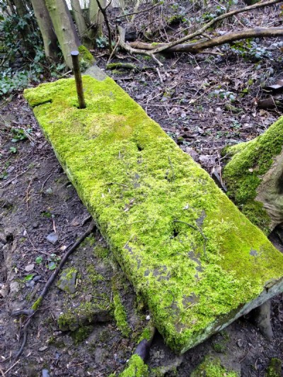 17.03.11 Ellen Cliff Colliery - Masonry from Engine Base? on shelf below drifts site