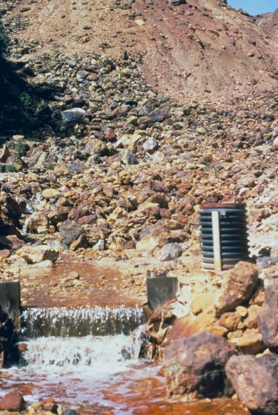 Acid stream mine drainage at iron Mountain Mine.