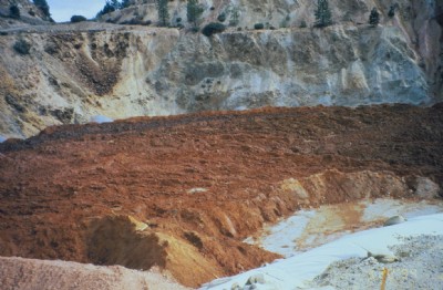 An image of sludge. The sludge is composed of copper, zinc and iron bound in a carbonate mixture.