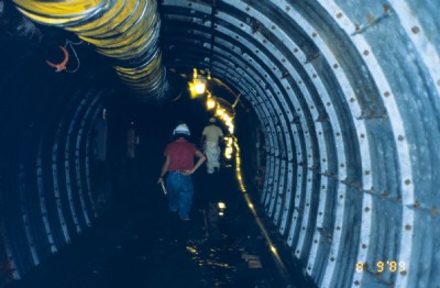 The third in a series of images that shows inside of a portal that was cleaned early in the process.