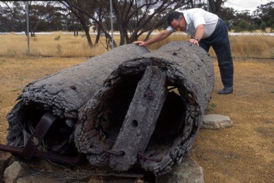 Wooden pipes from Kalgoorlie pipeline 1995