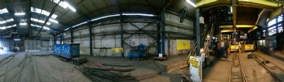 Panoramic view of downcast shaft heapstead interior