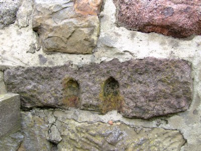 Split stone block sleeper in wall - May 08
