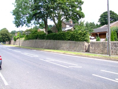 25.07.09 Little Eaton- Wall made of recycled stone blocks