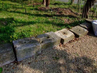 17.04.09 Lord & Lady Pit -Winder Engine House, Stone engine mounting blocks removed from Engine House floor
