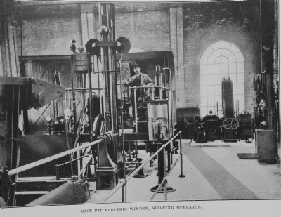 Maerdy. East Pit electric winder with operator ca 1921