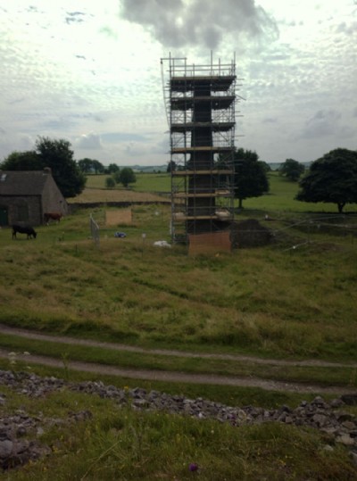 Magpie square chimney undergoing restoration summer 2016