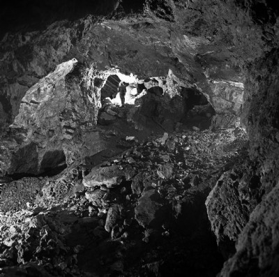Natural cavern at bottom of Cabin Shaft, June 1977
