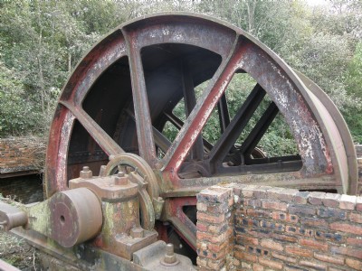 Rope drum of steam winding engine.