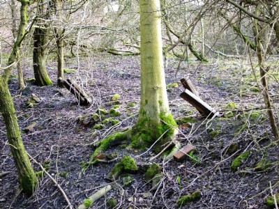 27.02.11 Oakerthorpe East (aka Speedwell) Colliery - Shaft and Pumping Engine Site, Headgear support (old rly rails)