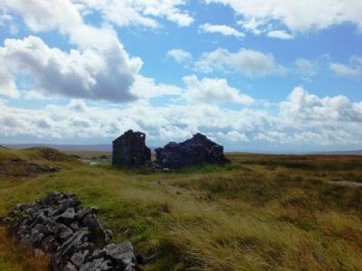 Embankment and ruined building