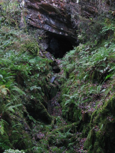 Chamber entrance viewed from earlier pit workings