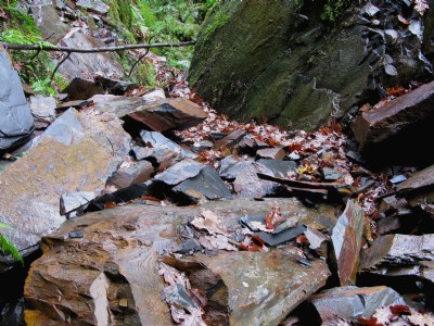 Slate waste in pit