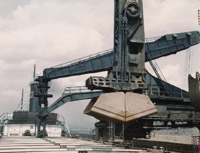 Unloading iron ore