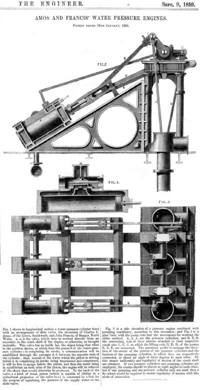 Amos & Francis 1859 Patent Pumping Engine