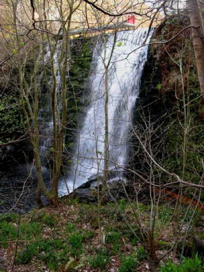 Dam spillway on Afon Galedffrwd above Felin Fawr