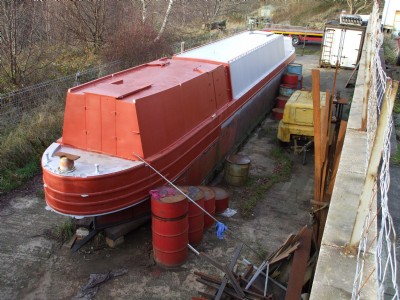 Stern view of narrowboat